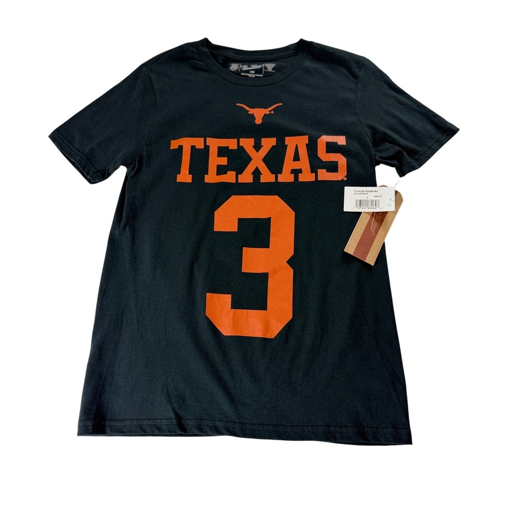 The Victory Texas Longhorns Quinn Ewers‎ 3 Youth Large T-Shirt Black TV1001B NWT